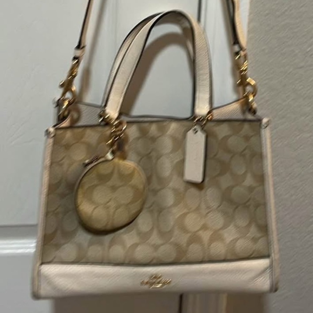 Coach Beige and Cream Signature Crossbody Bag